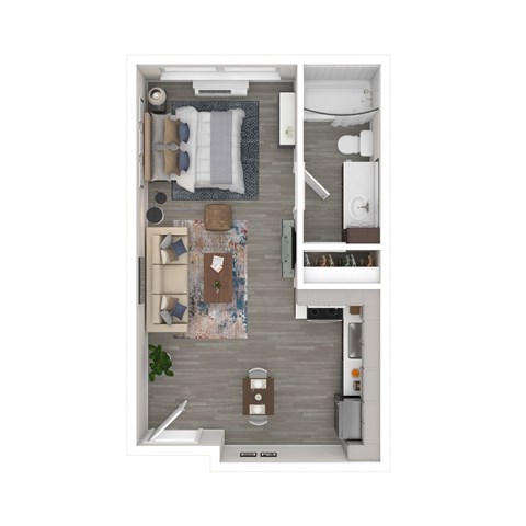 Floor plan for studio, 1 bath, 378 sqft